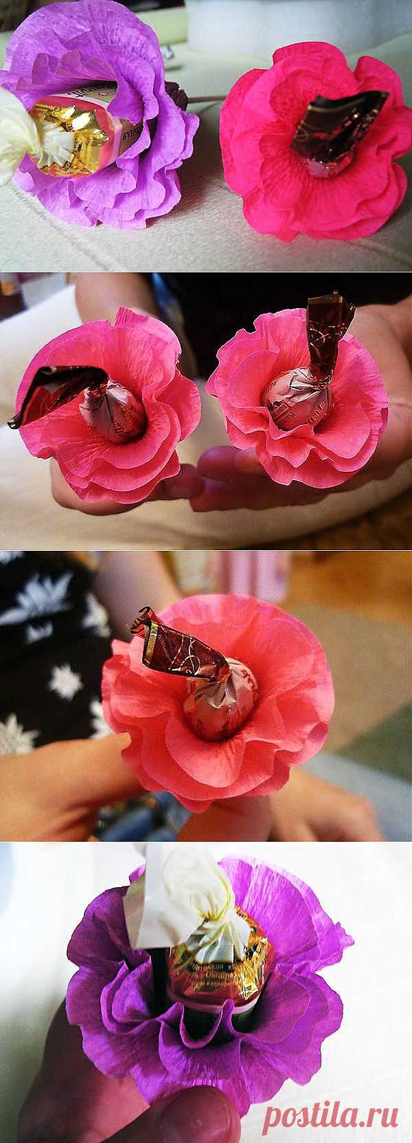 Букет из конфет "Маки". Мастер-класс | Домохозяйка