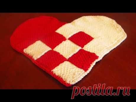Прихватка крючком &quot;Шахматы&quot; в форме сердечка. Часть 2. (crochet tack. P. 2) - YouTube