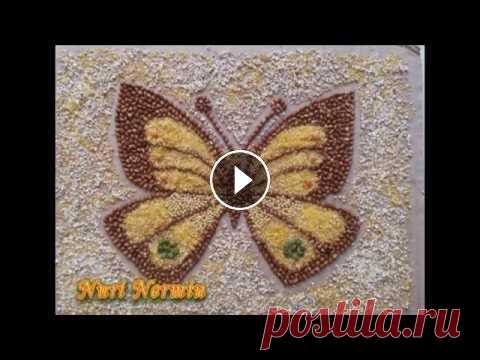 Картинки из крупы. Бабочка. Всем привет от ***Nuri Nermin*** Сегодня в моем видео картинка из крупы.Бабочка. Необычное украшение для кухни можно сделать своими руками из крупы и ...