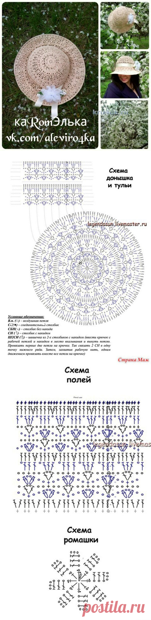 Вязаная крючком шляпа &#8211; работа кaRomЭлькa - вязание крючком на kru4ok.ru