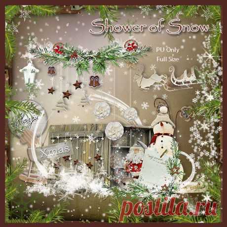 Новогодне - Рождественский скрап-набор «Shower of Snow»