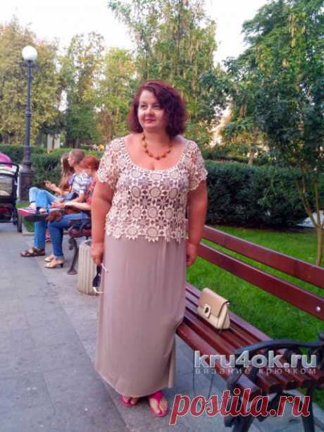 Кофточка Подсолнухи крючком. Работа Ирины