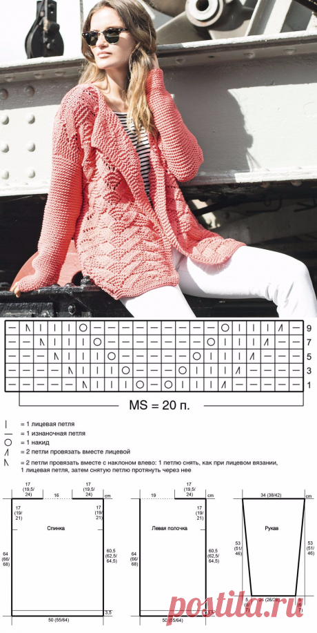 Кардиган с волнистым рельефным узором - схема вязания спицами. Вяжем Кардиганы на Verena.ru