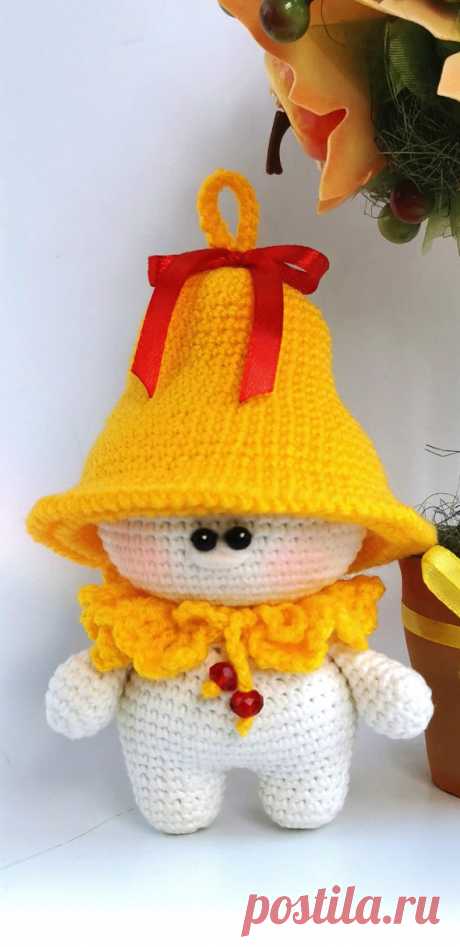 PDF Пупс-малышка Колокольчик крючком. FREE crochet pattern; Аmigurumi doll patterns. Амигуруми схемы и описания на русском. Вязаные игрушки и поделки своими руками #amimore - Кукла, куколка, пупс, пупсик.