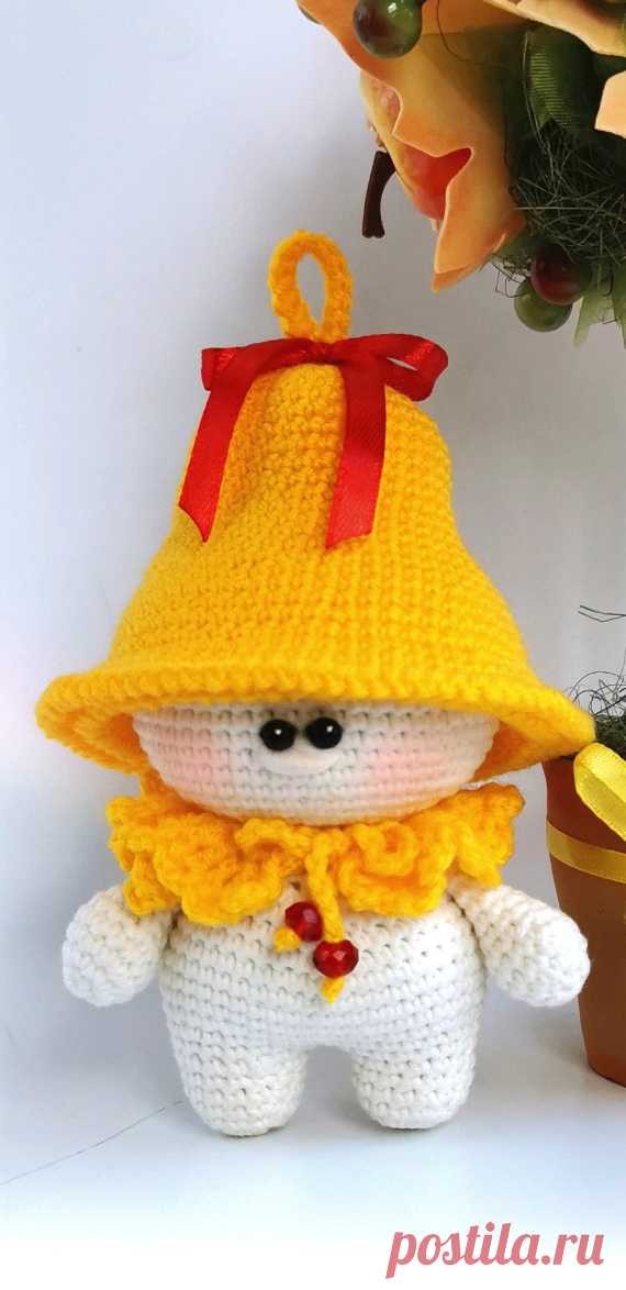 PDF Пупс-малышка Колокольчик крючком. FREE crochet pattern; Аmigurumi doll patterns. Амигуруми схемы и описания на русском. Вязаные игрушки и поделки своими руками #amimore - Кукла, куколка, пупс, пупсик.
