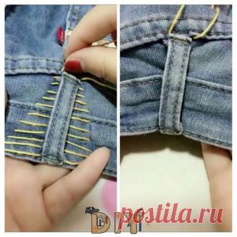 Как убавить джинсы по талии. Просто