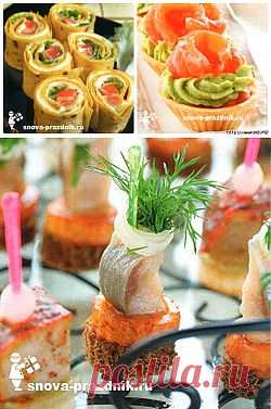 Праздничные канапе из сёмги и селёдки..