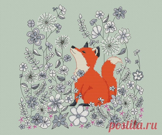 Floral Fox Cross Stitch Pattern by Fiona Baker Instant | Etsy Moldova