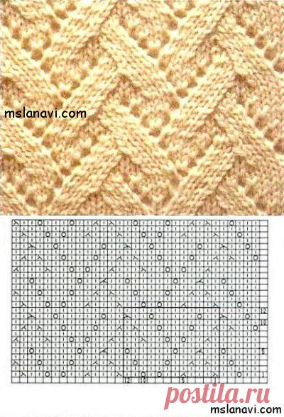 Японский ажурный узор спицами №148 | Мисс Лана Ви | Ms Lana Vi