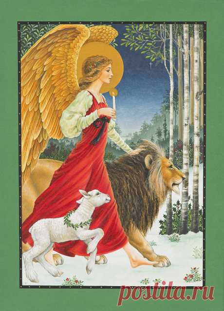 The Angel The Lion and The Lamb by Lynn Bywaters The Angel The Lion and The Lamb Painting by Lynn Bywaters