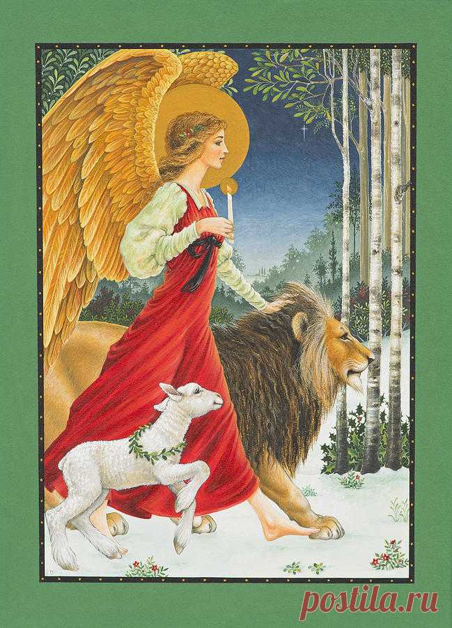 The Angel The Lion and The Lamb by Lynn Bywaters The Angel The Lion and The Lamb Painting by Lynn Bywaters