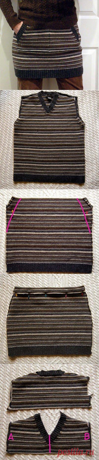 Как сшить юбку из свитера (Diy) / Свитер или кардиган: вторая жизнь / ВТОРАЯ УЛИЦА