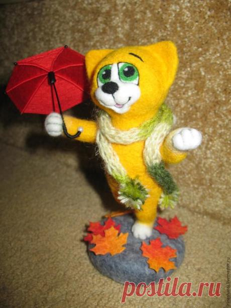 Валяем милого котенка Листика - Ярмарка Мастеров - ручная работа, handmade