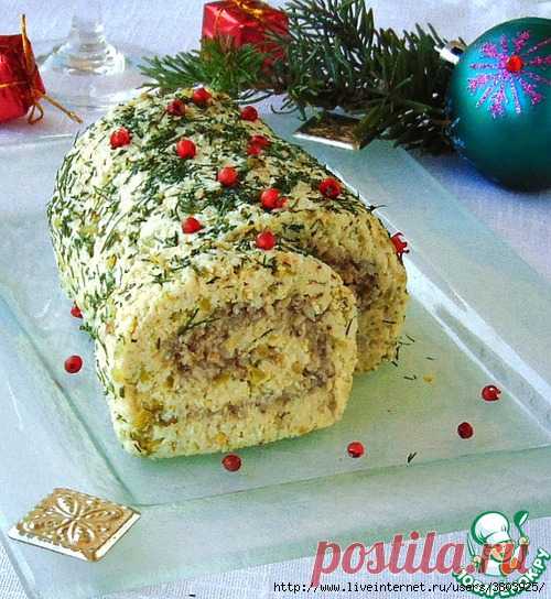 Мясной рождественский рулет без выпечки