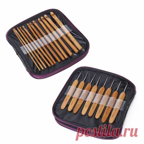 20 Шт. Бамбук Крючки Вязальные Спицы Набор с Case купить на AliExpress