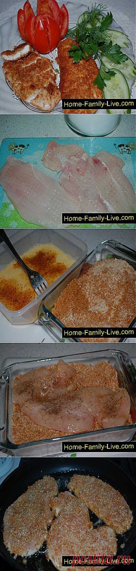 Кулинарные рецепты Шницель - пошаговый фоторецепт - отбивная куриная грудка