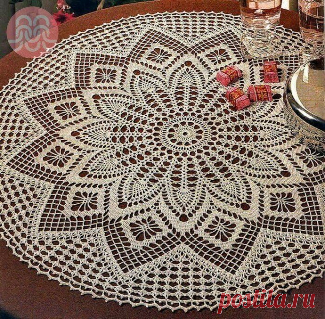 Шикарные скатерти крючком + схема | 