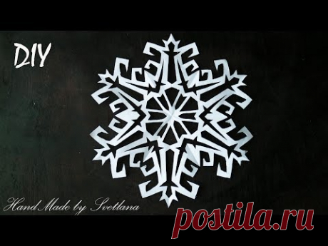 Снежинка из бумаги Как вырезать снежинки Схема Snowflakes from paper Schneeflocke aus Papier 6