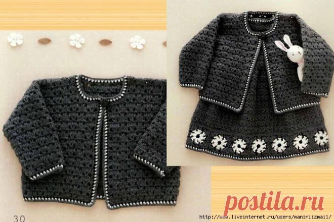 Вязаная детская кофточка к платью