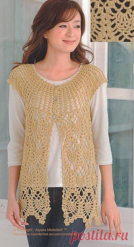 Жилет-туника крючком ...от Let's knit.