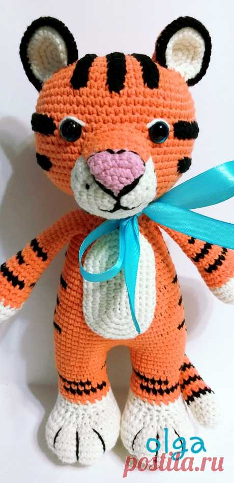 PDF Тигрёнок крючком. FREE crochet pattern; Аmigurumi animal patterns. Амигуруми схемы и описания на русском. Вязаные игрушки и поделки своими руками #amimore - тигр, тигренок, котик, кот, кошечка, кошка, котенок.
