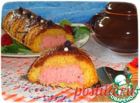 Кекс с клубнично-йогуртовой начинкой - кулинарный рецепт