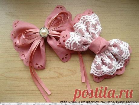 Создаём бантик-заколку и бантик-брошку из ткани