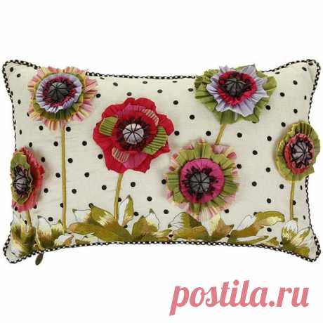 MacKenzie-Childs Cutting Garden Pillow - 56x36cm - Lumbar found on Polyvore featuring polyvore, home, home decor, throw pillows, ivory throw pillows, handmade home decor, flower stem, flower throw…