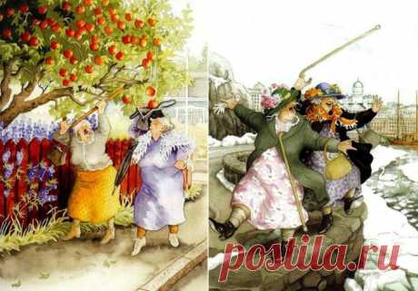 Озорные подружки: серия открыток с неунывающими дамочками в возрасте | Сказка для двоих