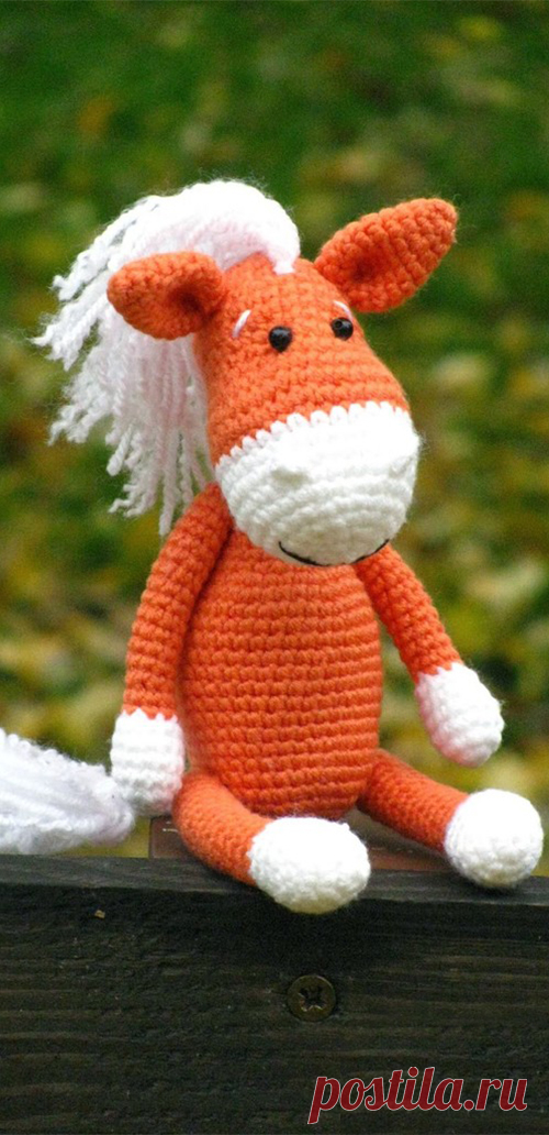 PDF Лошадка крючком. FREE crochet pattern; Аmigurumi animal patterns. Амигуруми схемы и описания на русском. Вязаные игрушки и поделки своими руками #amimore - лошадь, лошадка, конь.