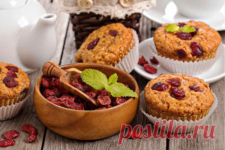Постные кексы с клюквой | Вкусные Рецепты