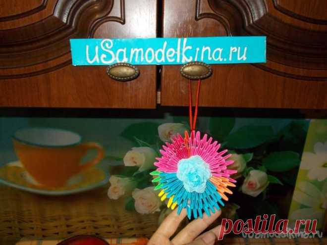 Украшение на ёлку в технике модульного оригами