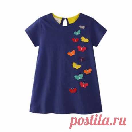 Adorable Short-sleeve Butterfly Appliqued Dress for Toddler Girl | PatPat