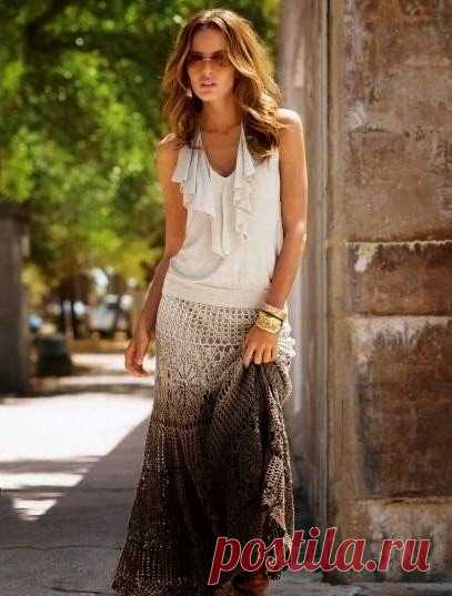 Модели вязания со схемами и описаниями: Стильная вязаная юбка