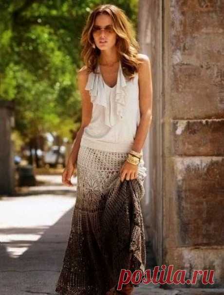 Модели вязания со схемами и описаниями: Стильная вязаная юбка