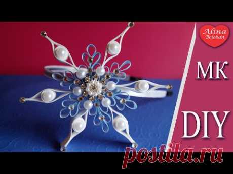 Новогодняя Снежинка из лент 1 см Hand Made / Christmas snowflake on the rim