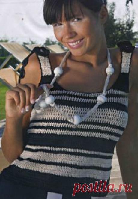 Полосатый топ. Вязание крючком для женщин. Узелок.ру