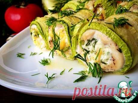 Кабачковые рулеты с курицей и сыром - кулинарный рецепт