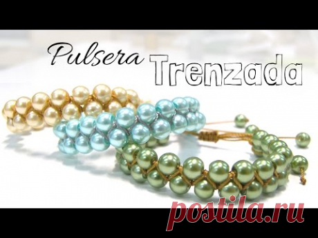 Como hacer una Pulsera Trenzada con perlas redonda - Tutorial DIY