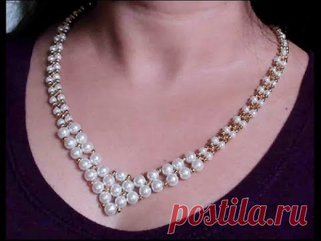 How to make a beautiful and easy pearl necklace - Mother's day gift