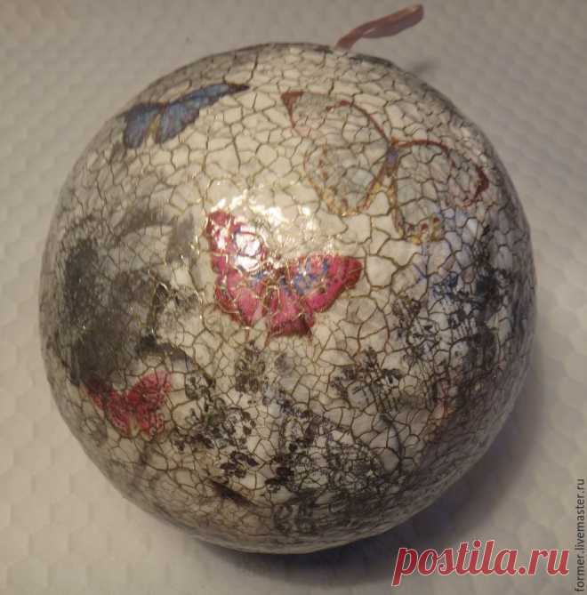 Создаем большой новогодний шар из папье-маше. Декор в технике декопатч