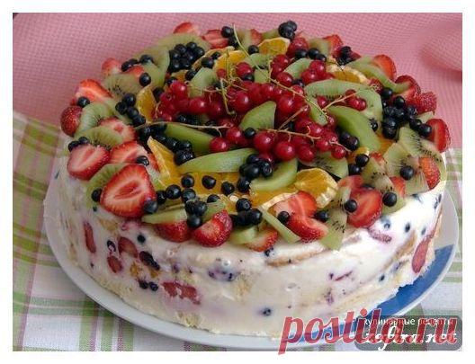 Летний рецепт торта с желе и фруктами "Фруктовая фантазия"