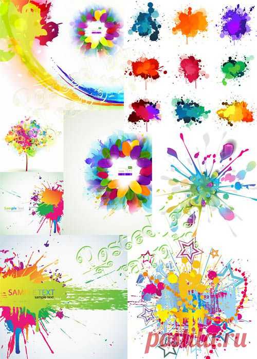 Разноцветные кляксы в векторе - Blots in a vector - Векторный клипарт - Все для Фотошоп - Рамки для фото бесплатно