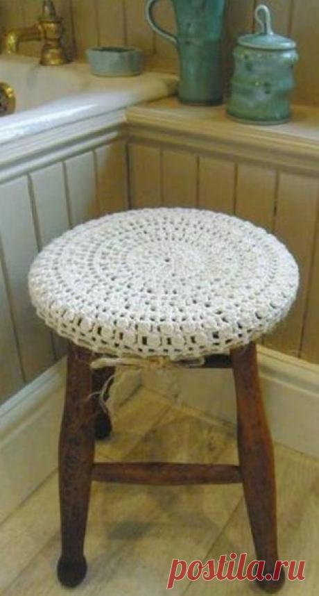 Чехол на табурет крючком