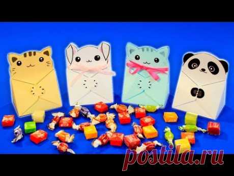 ❤️ DIY Kawaii простая коробочка из бумаги в виде няшных котика и панды. В коробку удобно прятать сюрприз и сладости! Инструменты и материалы: - цветная бумаг...