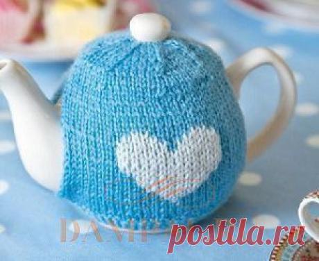 Вязаная грелка на чайник «Сердце» | DAMские PALьчики. ru