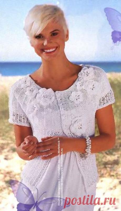 Ажурный жакет с круглой кокеткой ...от ВВХ (Россия).