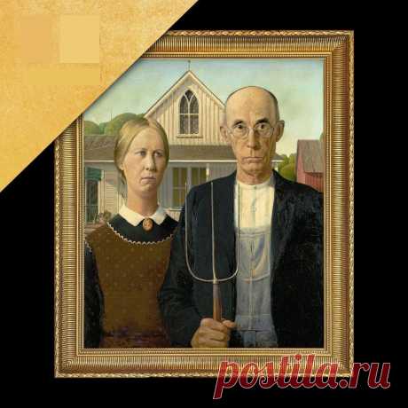 Винтаж: Масляная репродукция картины Американская готика Гранта Вуда купить в интернет-магазине Ярмарка Мастеров по цене 57500 ₽ – WSYJQRU, Картины винтажные, Рошаль - доставка по России Винтаж: Масляная репродукция картины Американская готика Гранта Вуда в наличии в интернет-магазине на Ярмарке Мастеров - 55098854. Картины винтажные от Antiq-vintag. Размер: 70*84 см. Материал: Хлопковый холст, масляные краски, пластиковая рама. Гарантированная доставка по всей России. Отз...