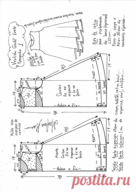 Vestido festa trapézio com pala – DIY- marlene mukai – molde infantil