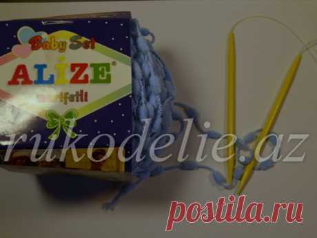 Как вязать пряжу с помпонами - способ 1